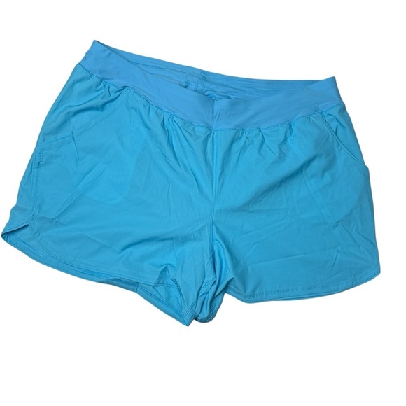 Lands’ End Swim Shorts Womens Plus SZ 26 W Blue Solid Built In Briefs NWOT Beach - Picture 1 of 10